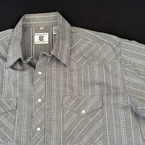 Corral West Ranch Wear Mens Shirt XL Gray Metal Thread Pearl Snap NWOT